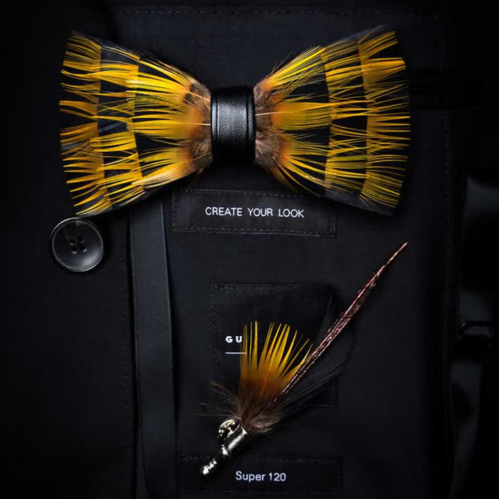 Yellow Peacock Feather Bow Tie Collection Bundle - image 8
