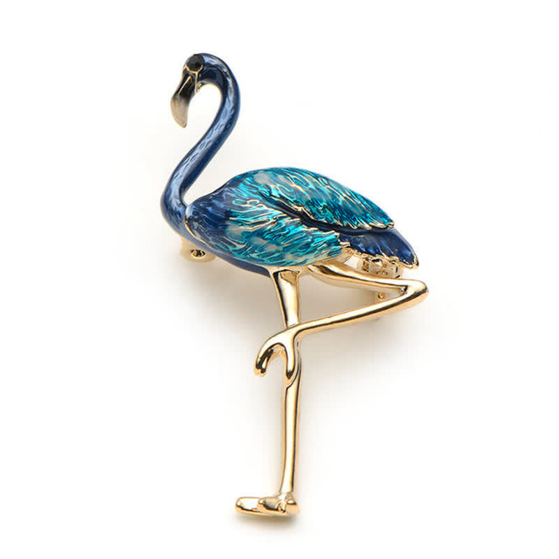 Women's Exotic Enamel Flamingo Brooch - Blue - image 6