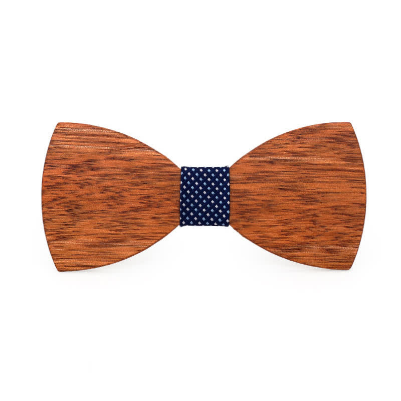 Men's Vintage Begonia Wooden Bow Tie - Navy Dots - image 10