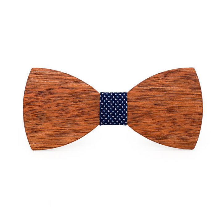 Men's Vintage Begonia Wooden Bow Tie - Navy Dots - image 10