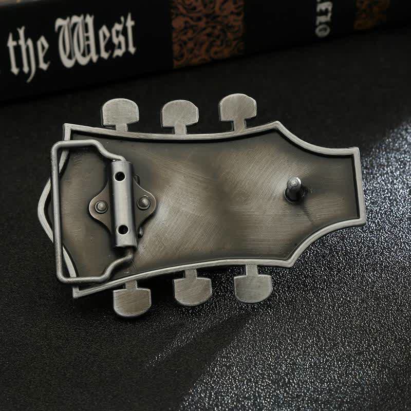 Men's DIY Musical Guitar Headstock Buckle Leather Belt - image 1