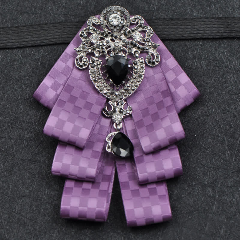 3Pcs Plaid Black Rhinestone Bow Tie Set - image 26