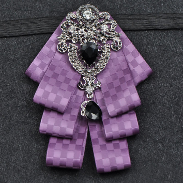 3Pcs Plaid Black Rhinestone Bow Tie Set - image 26