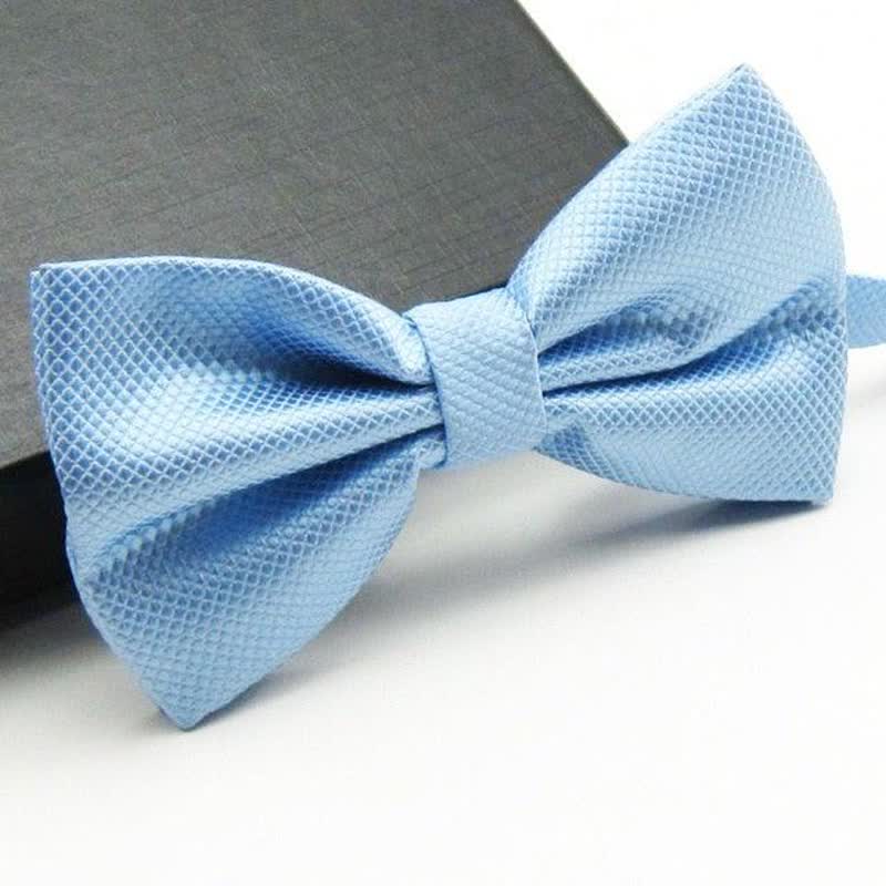Men's Micro-checked Basic Color Bow Tie - Sky Blue - image 8