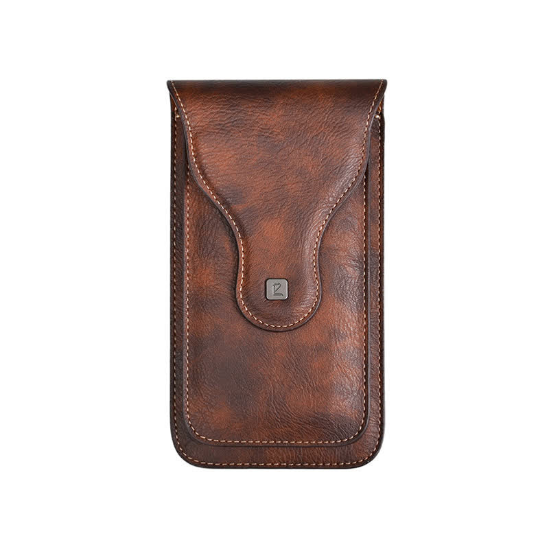Magnetic Clip Double-layer Mobile Phone Case Belt Bag - Brown - image 2