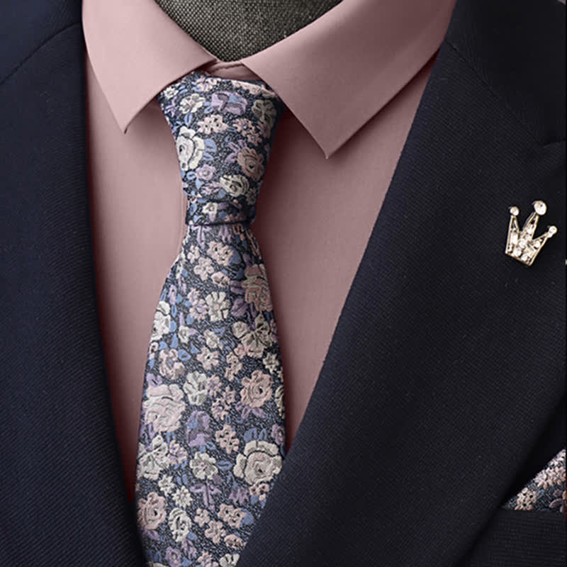 SteelBlue Men's Novelty Floral Necktie - Necktie - image 0