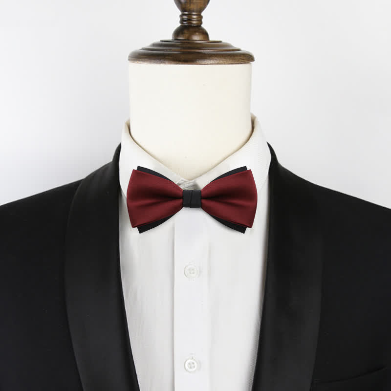 Men's Double-Layers Color Clash Bow Tie - image 1