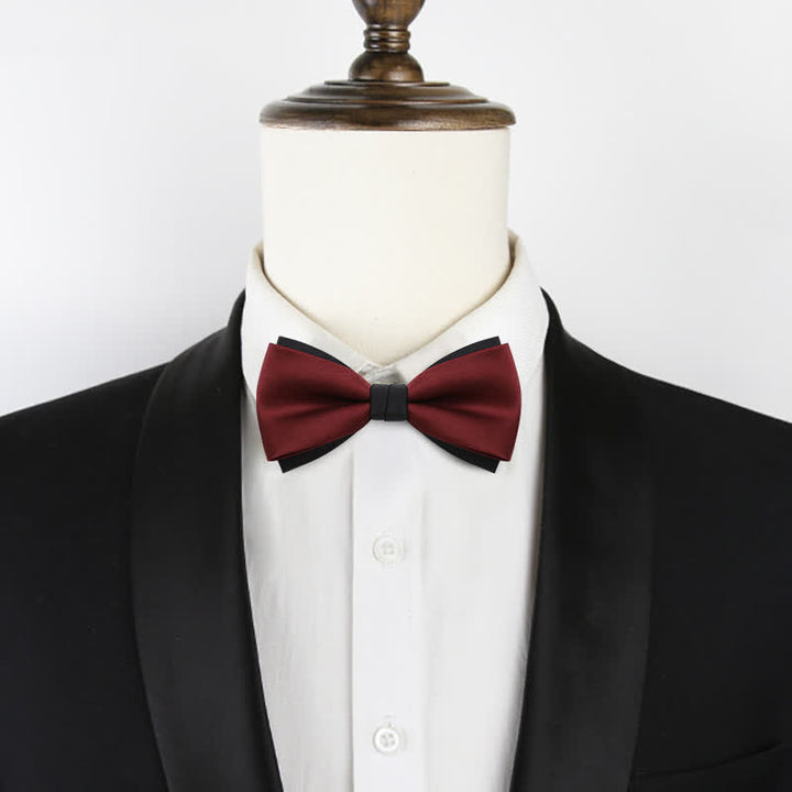 Men's Double-Layers Color Clash Bow Tie - image 1