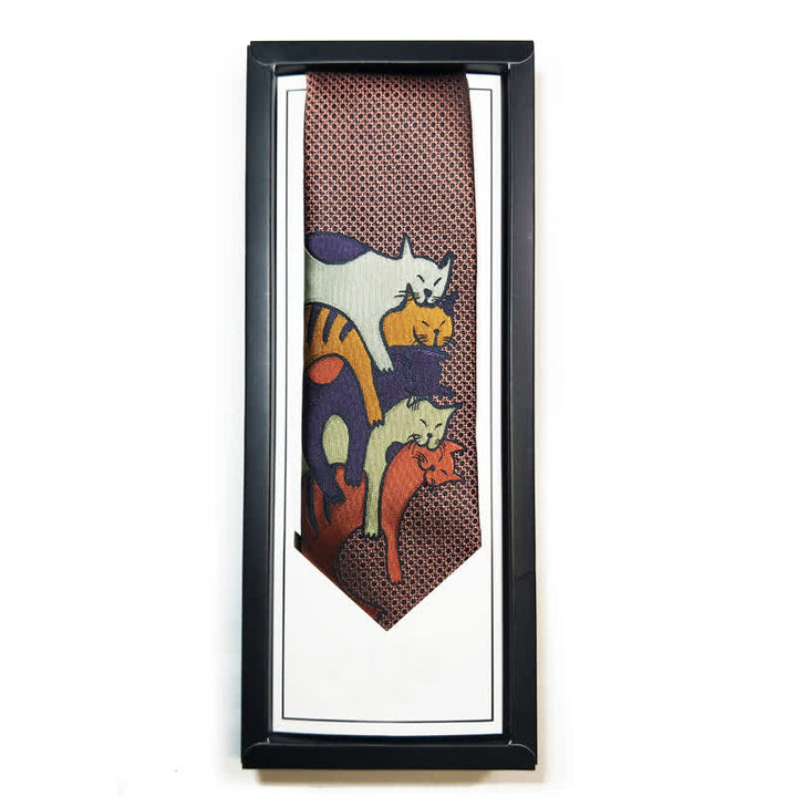 Men's Casual Sweetie Cats Snuggling Necktie - Rose Gold - image 2