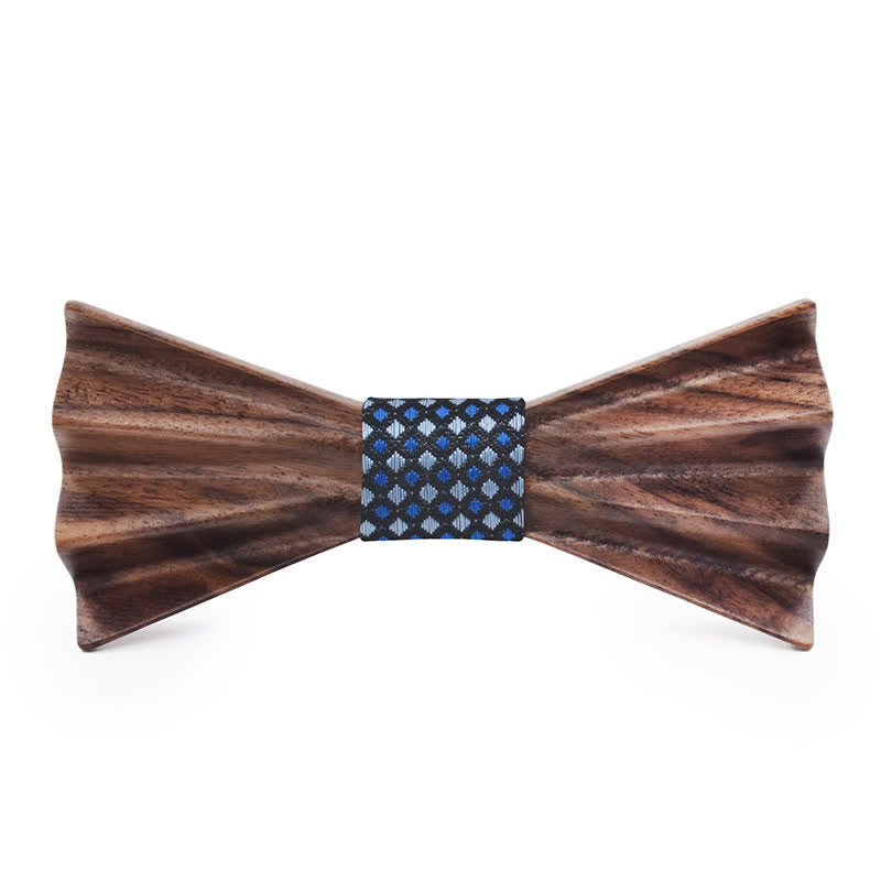 Men's Dark Stereo 3D Folded Wooden Bow Tie - Blue - image 1