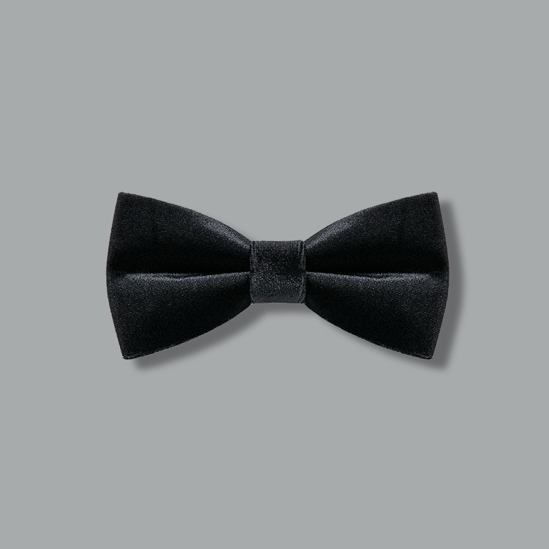 Men's Obsidian Black Solid Color Velvet Bow Tie - Obsidian Black - image 1