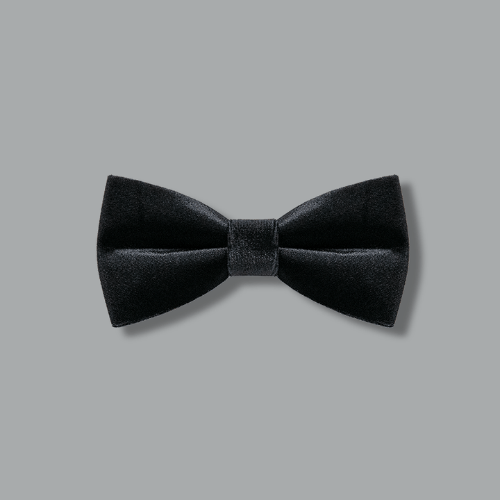 Men's Obsidian Black Solid Color Velvet Bow Tie - Obsidian Black - image 1