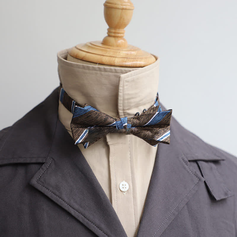 Men's Versatile Coffee Striped Bow Tie - Style #4 - image 4