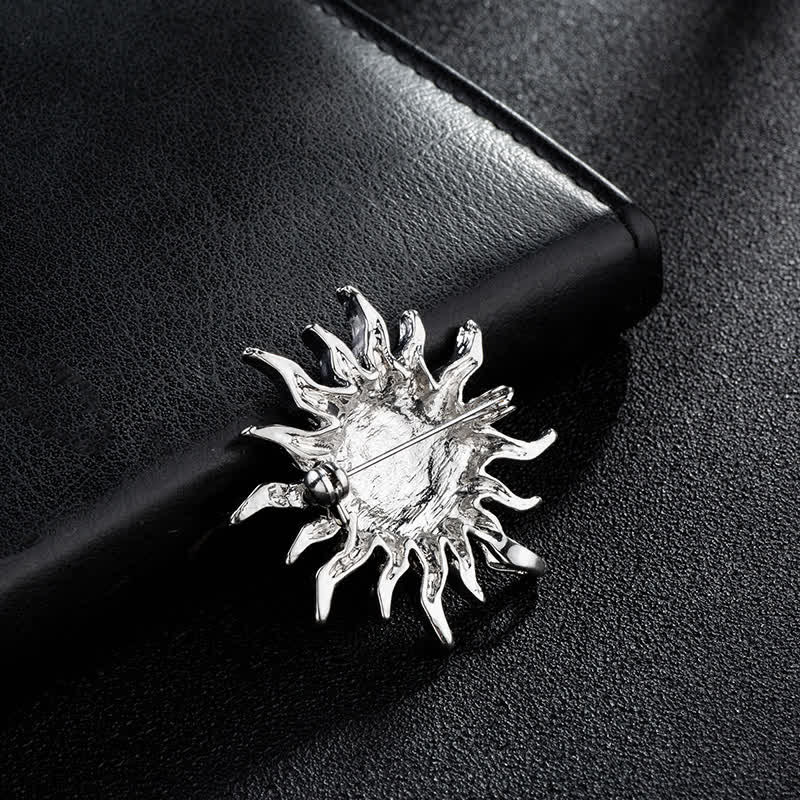 Men's Glowing Sunburst Rhinestone Brooch - image 3
