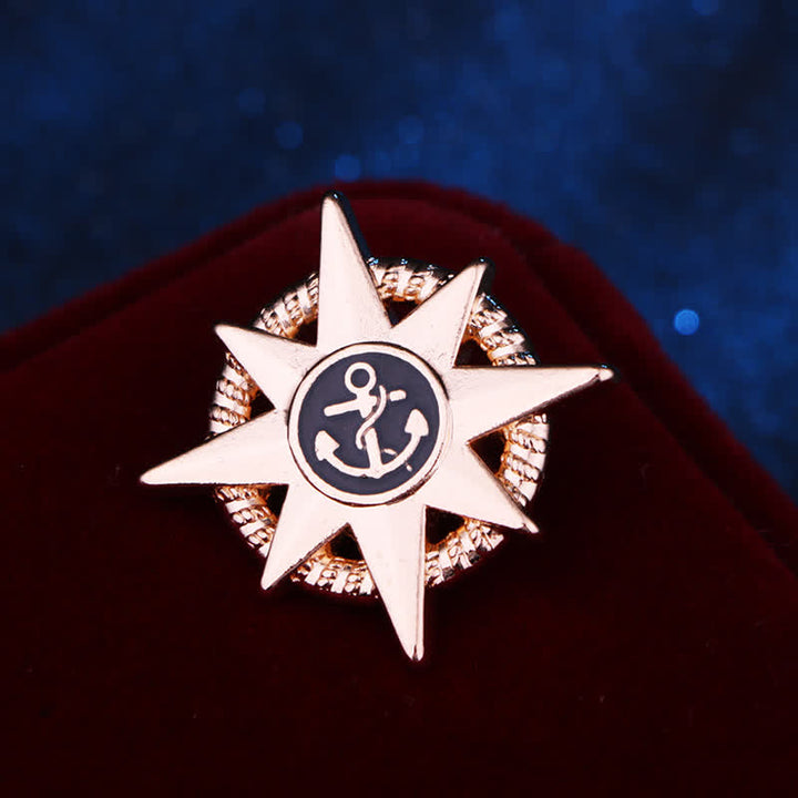 Men's Star Ship Anchor Brooch - Gold - image 2