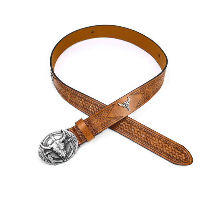Men's Engraved Mad Bull Leather Belt - image 4