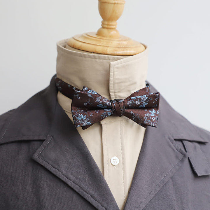 Men's Personality Lord Double Layers Bow Tie - Burgundy Floral - image 3