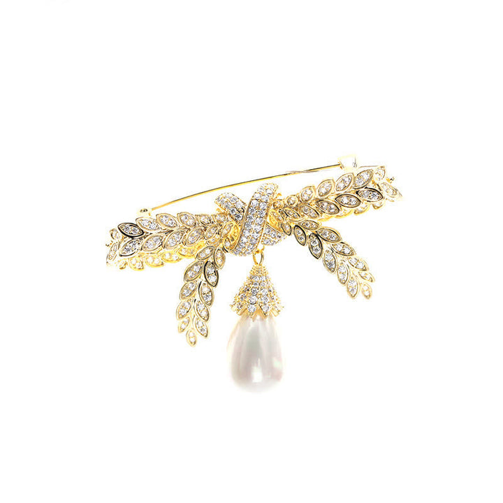 Women's Baroque Wheat Bowknot Brooch - image 5