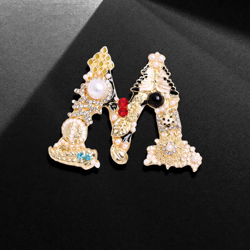 Unisex Baroque Pearl Letter Brooch - M - image 8