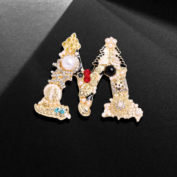 Unisex Baroque Pearl Letter Brooch - M - image 8