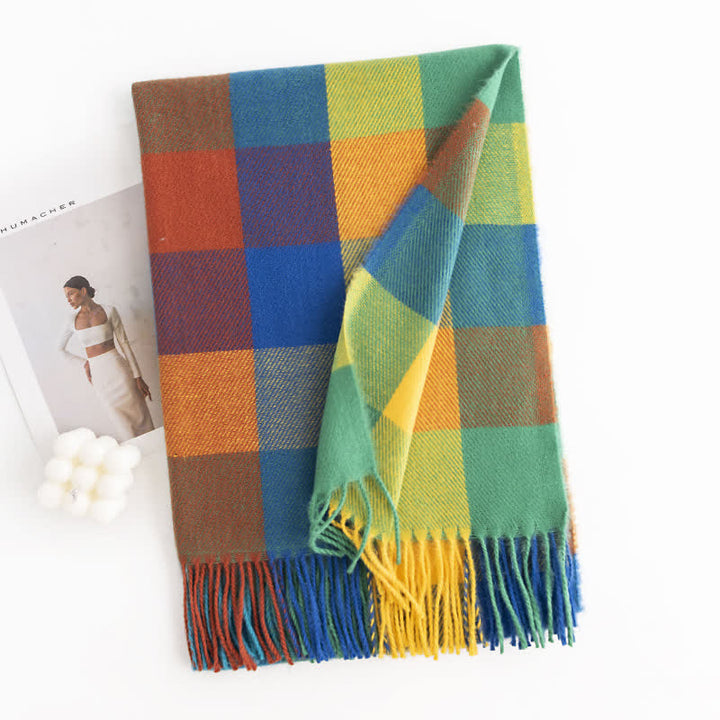 Women's Bright Vivid Colors Fringed Scarf - Yellow & Green - image 12