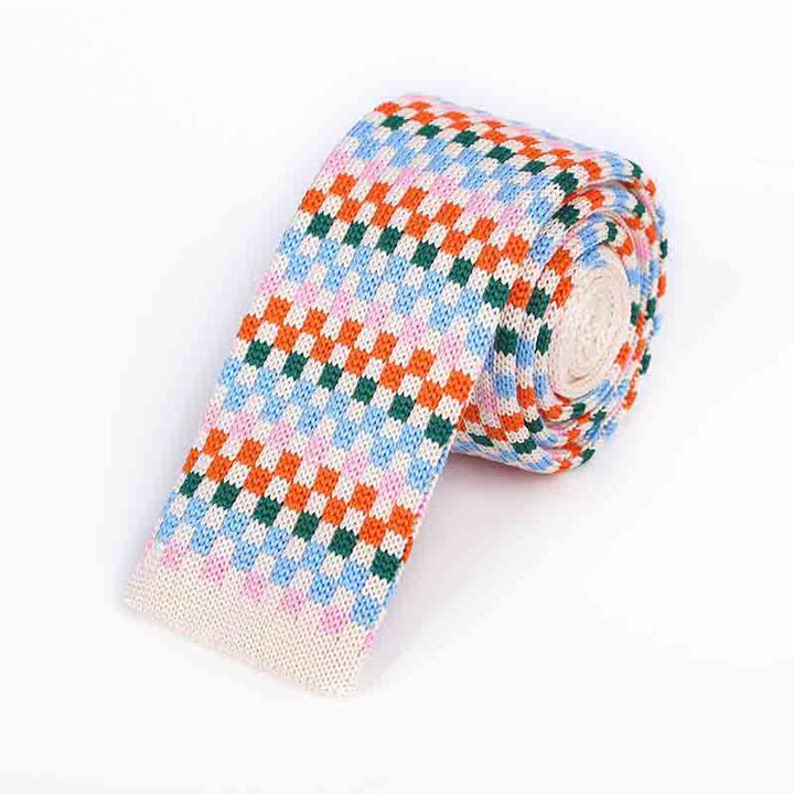 Men's Colorful Pixel Square Knitted Necktie - Orange - image 2