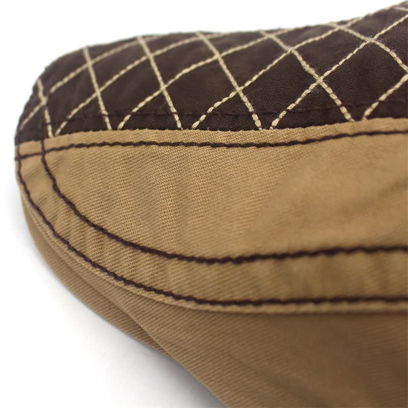 Vintage Embroidery Plaid Patchwork Beret Cap - image 5