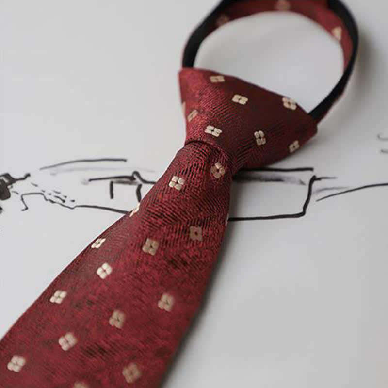 Men's Garden Motif Embroidery Zipper Necktie - image 14