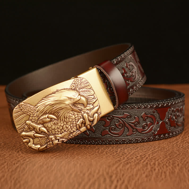 Men's Eagle Buckle Genuine Leather Embossing Belt - image 11