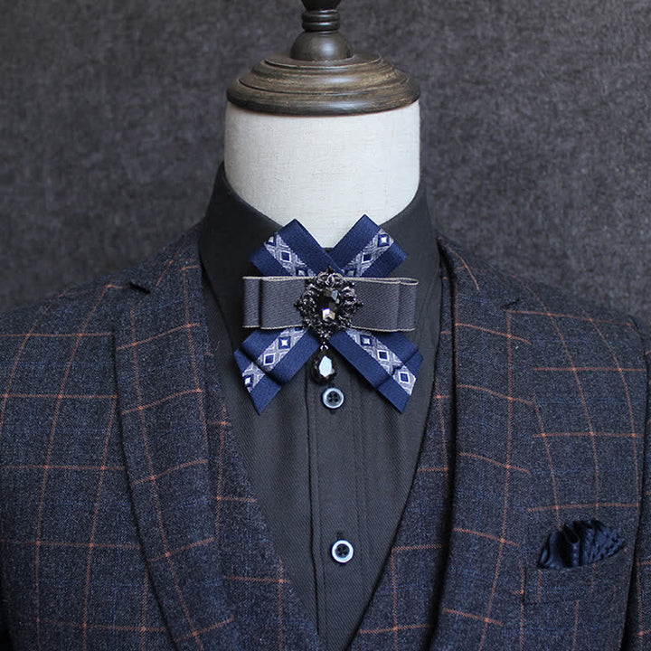 Luxury Blue Rhinestone Waterdrop Bow Tie - image 0