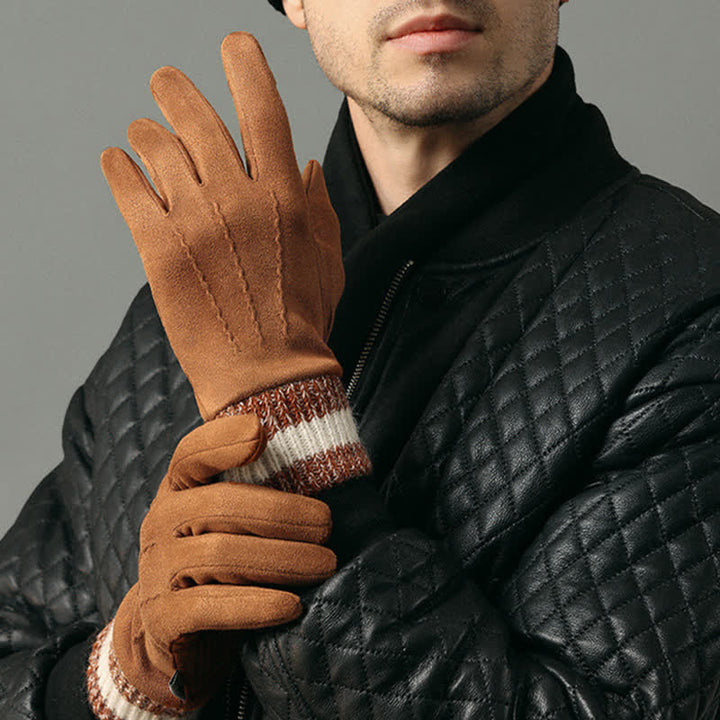 Unisex Suede Fleece Non-slip Flip Split Finger Gloves - image 0
