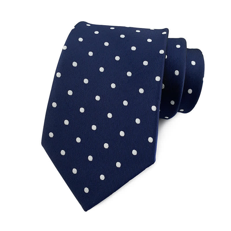 Men's Polka Dots Necktie - Small Dots - Navy & White - image 10