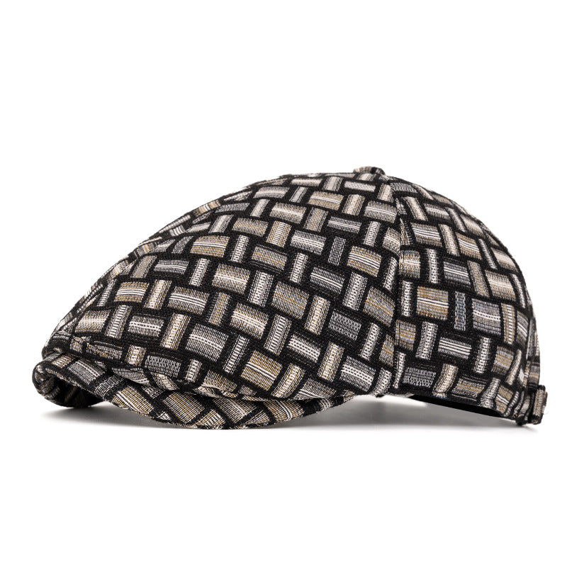 Artistic Retro Colored Jacquard Checkered Beret Hat - Six pieces - Black - Adjustable (22 1/2"-24") - image 10