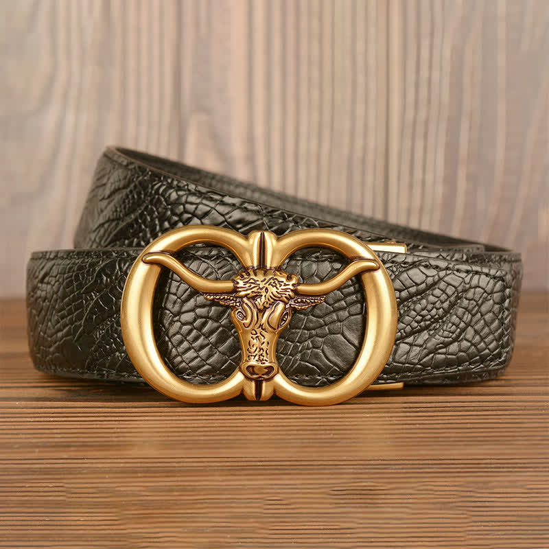 Men's Giant Ox Crocodile Pattern Leather Belt - image 18