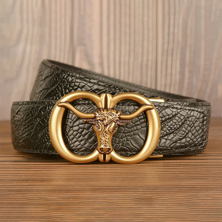 Men's Giant Ox Crocodile Pattern Leather Belt - image 18