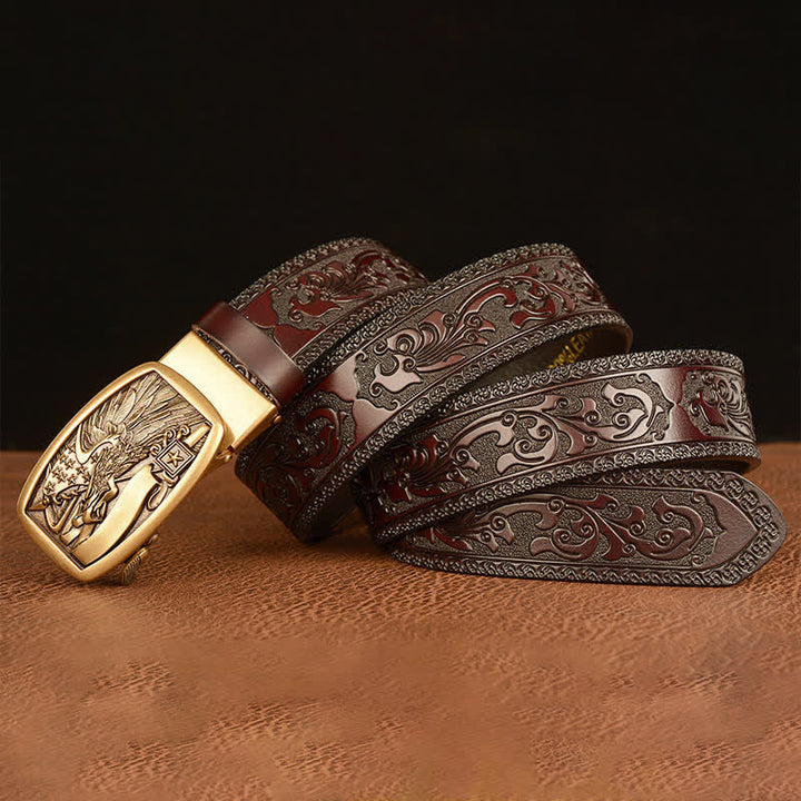 Men's American Flag Hawk Eagle Leather Belt - image 2