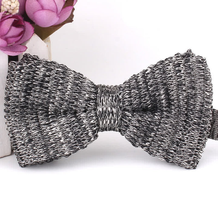 Men's Rustic Leisure Tie-dye Knitted Bow Tie - Black - image 11