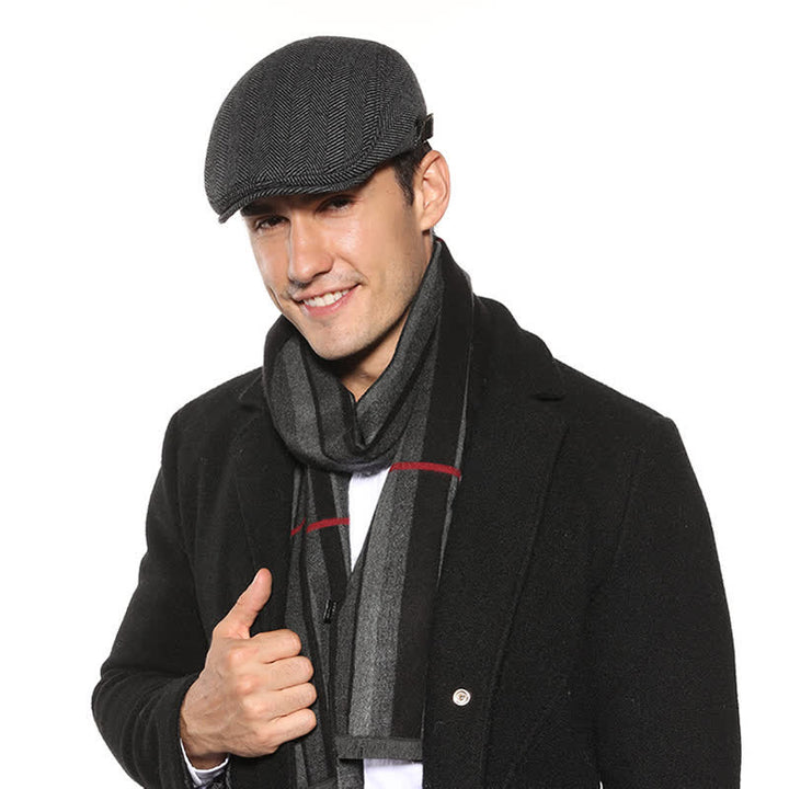 Leather Adjustable Buckle Flat Beanie Cap Beret - image 3