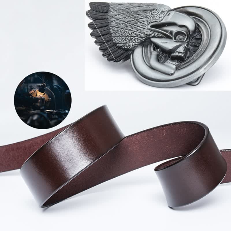 Men's Gothic Eagle Skull Leather Belt - image 3