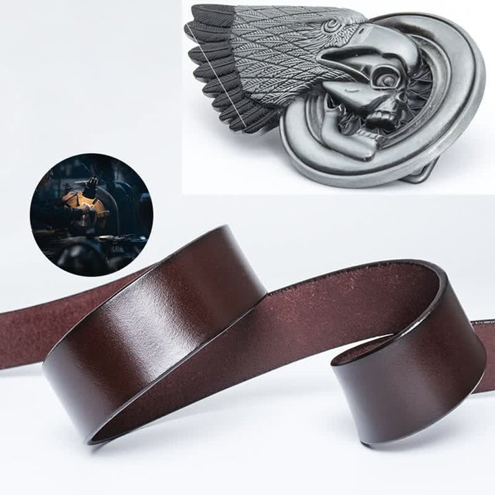 Men's Gothic Eagle Skull Leather Belt - image 3