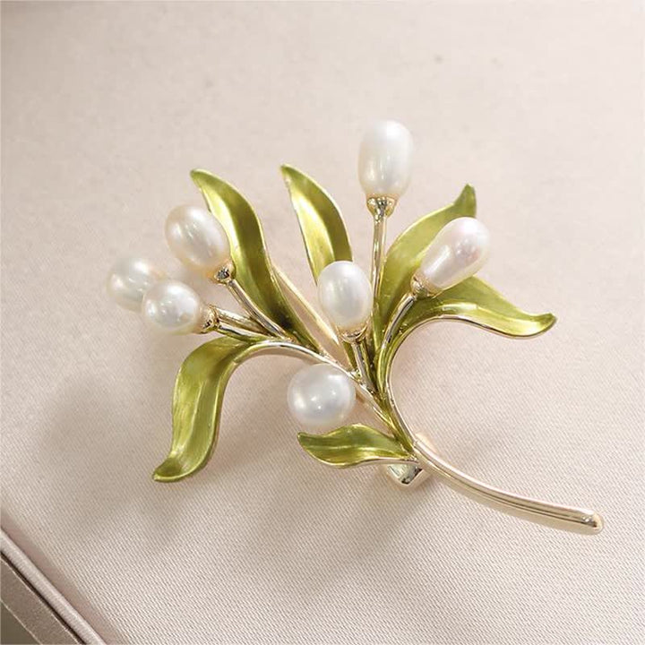 Women's Natural Pearl Olive Branch Brooch - image 7