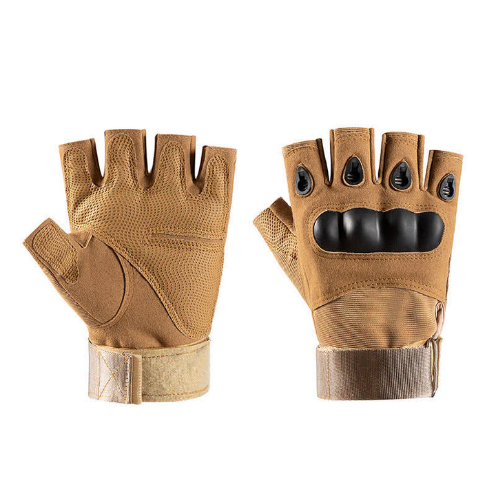 Non-Slip Half Finger Hands Protector Tactical Gloves - Khaki - XL - image 10