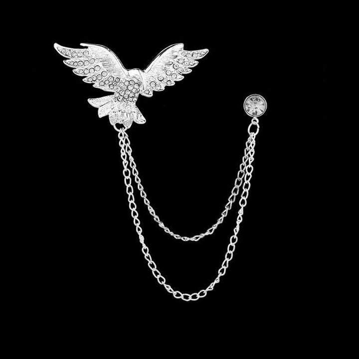 Men's Flying Eagle Chain Brooch - Silver - image 6