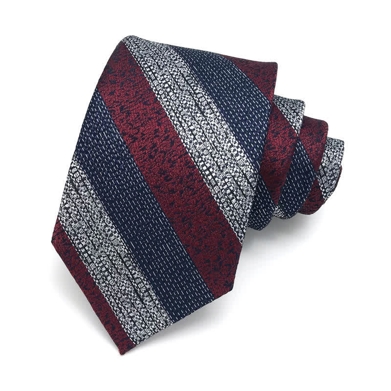 Men's Wide Block Multi Striped Necktie - Burgundy - image 8