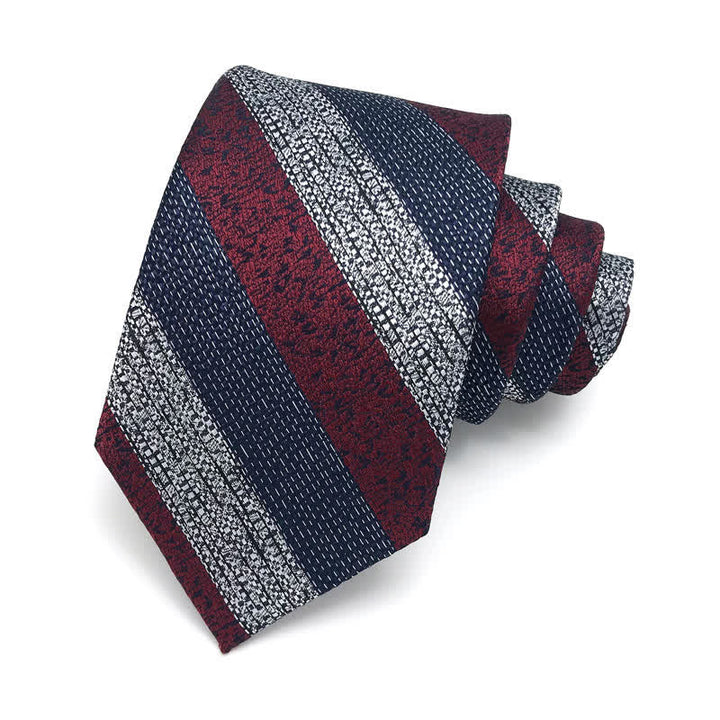 Men's Wide Block Multi Striped Necktie - Burgundy - image 8