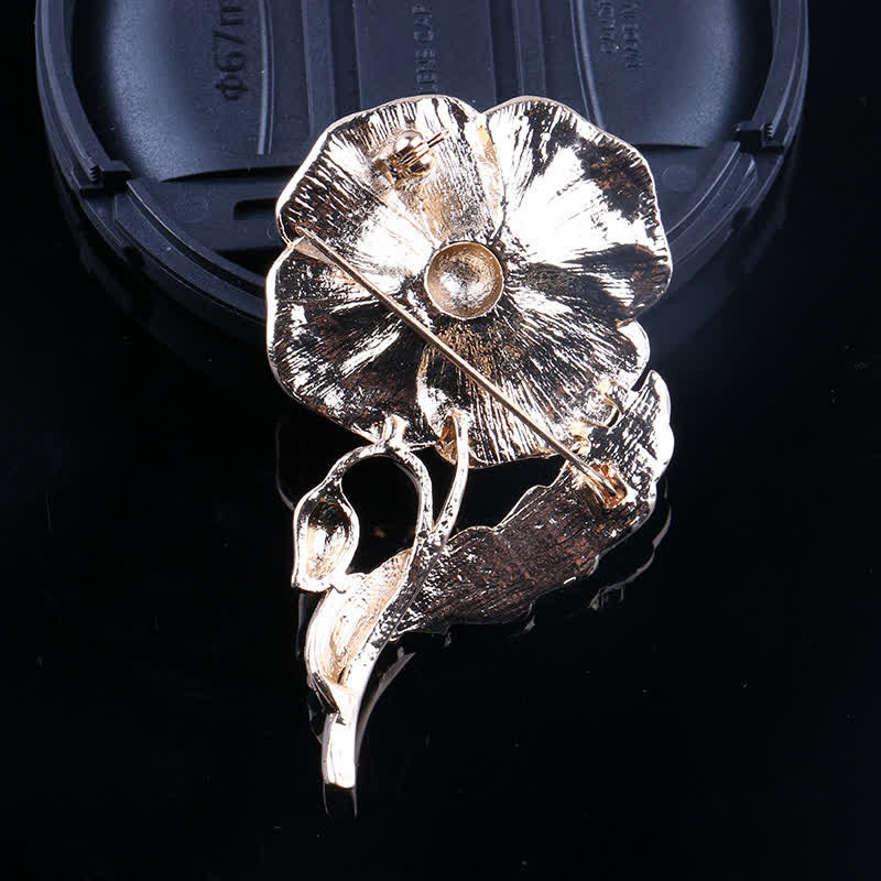 Unisex Rhinestone Poppy Memorial Day Brooch - image 2