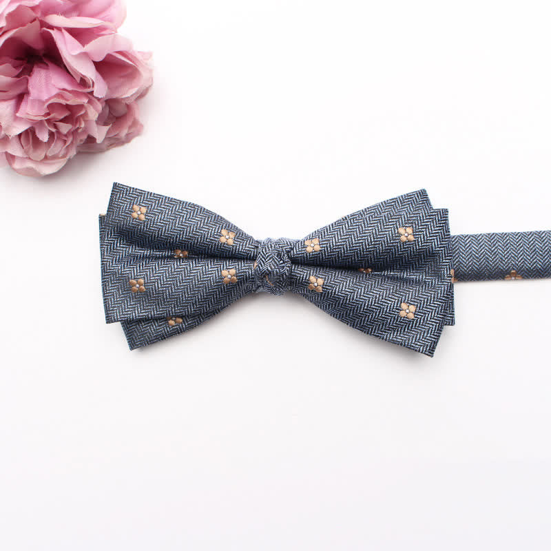 Men's Geometrical Business Office Bow Tie - SteelBlue Floral - image 6