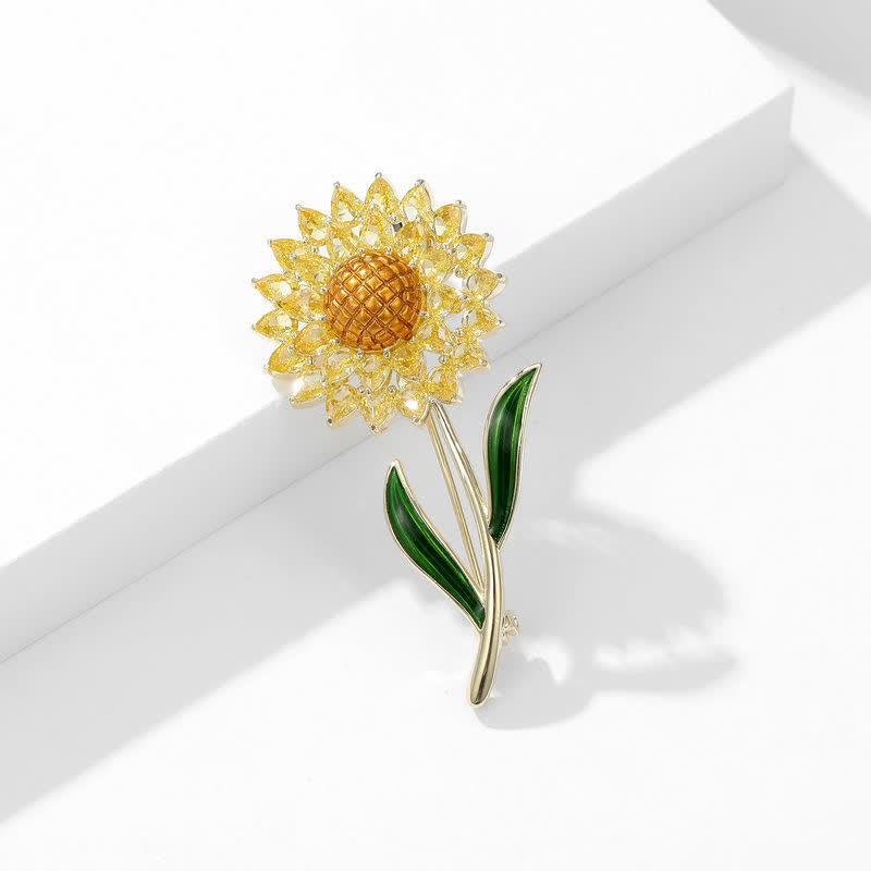 Women's Gold Sunflower Brooch - image 5
