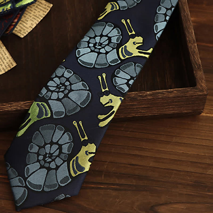  Navy & Yellow Men's Snail Floral Necktie - image 2