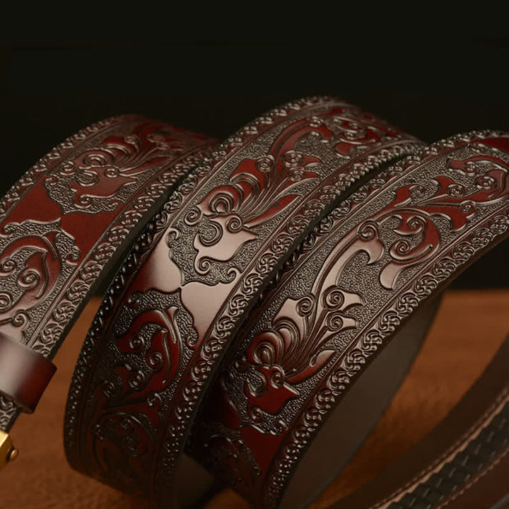 Men's Crocodile Buckle Embossing Leather Belt - image 6